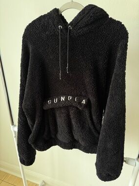 YoungLA Black Plush Sherpa Pullover Hoodie